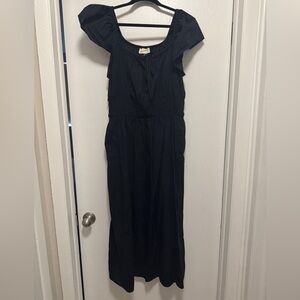 Target Black Smocked Flutter Sleeve Midi A-Line Dress Size Large